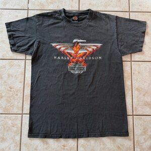 Harley-Davidson Charcoal Tee with Fiery Graphic